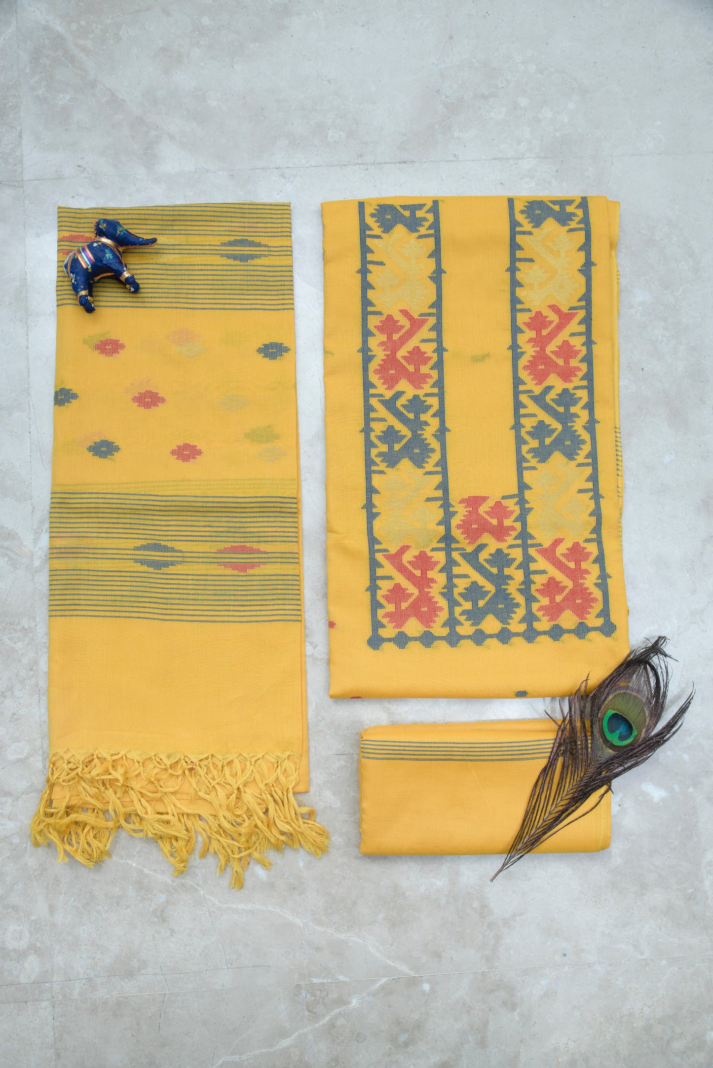 Sunflower Yellow Handwoven Mul Jamdani