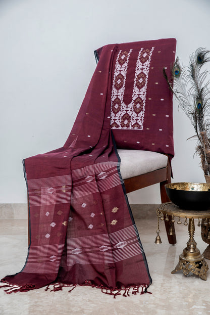 Red Handwoven Mul Jamdani