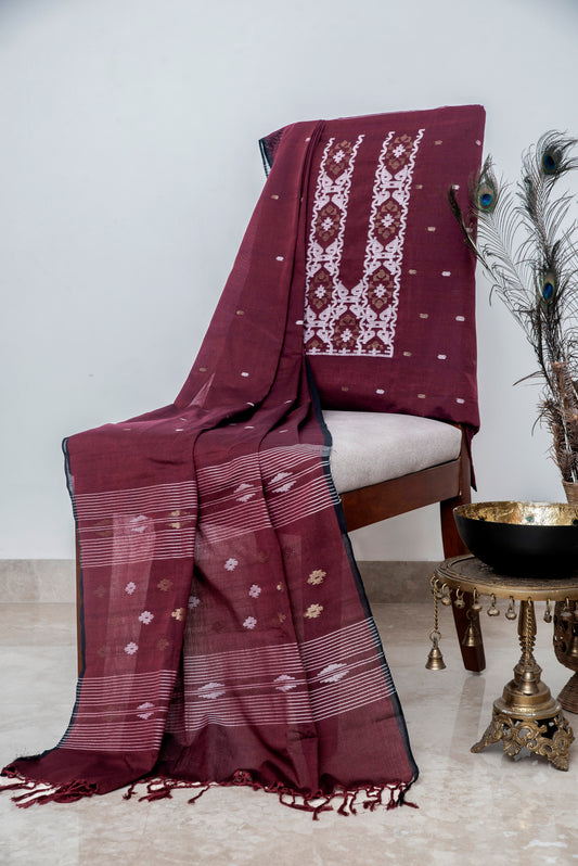 Red Handwoven Mul Jamdani