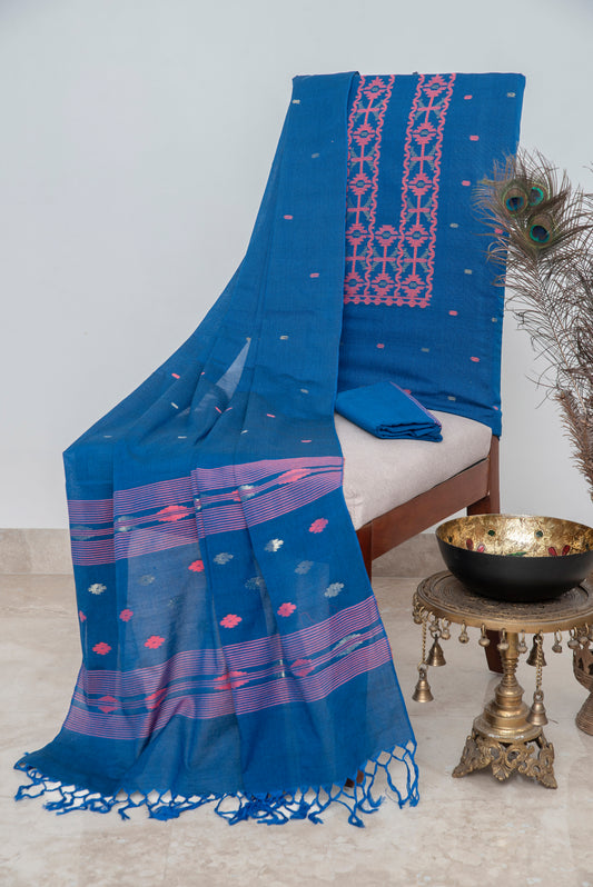 Blue Handwoven Mul Jamdani