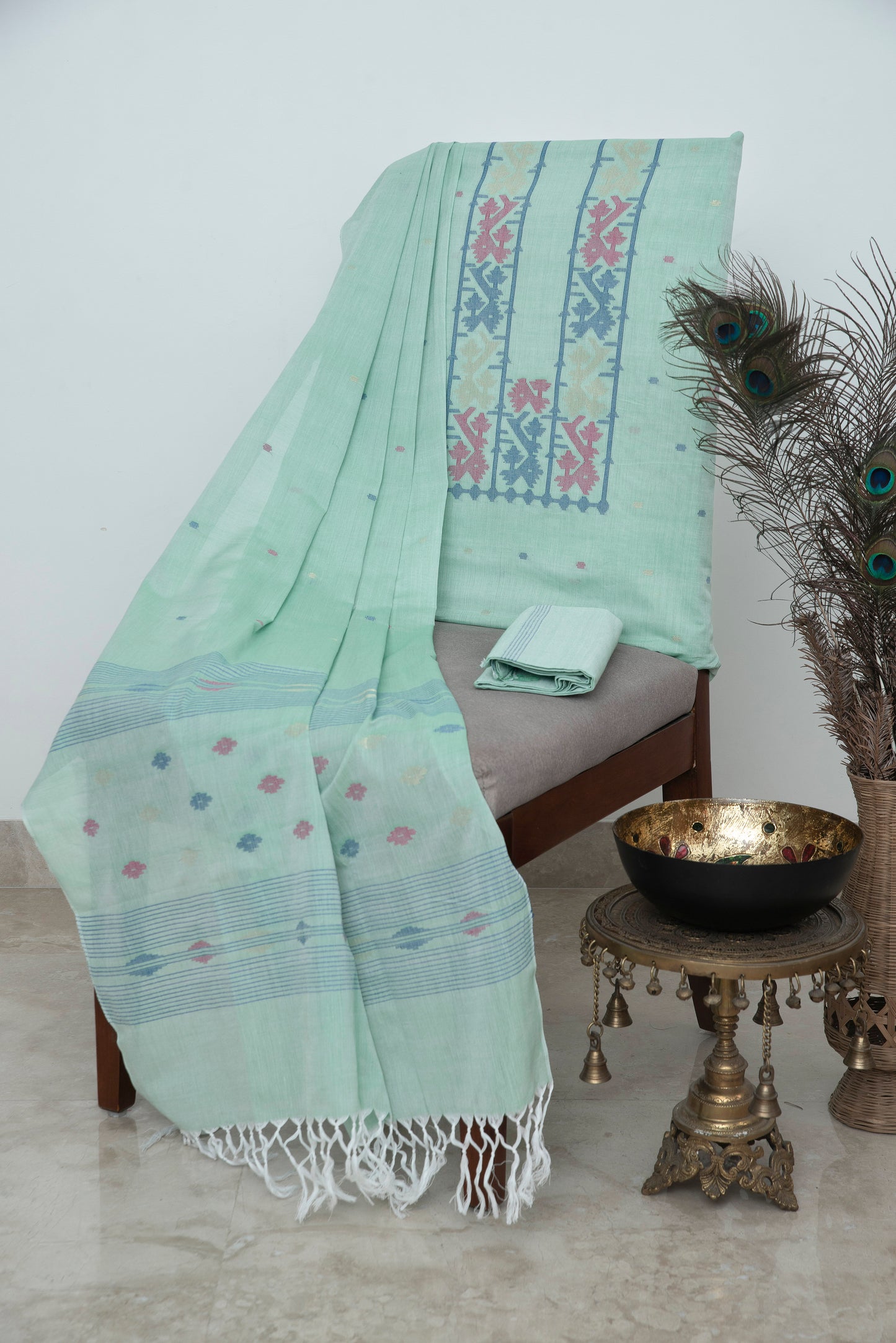 Mint Green Handwoven Mul Jamdani