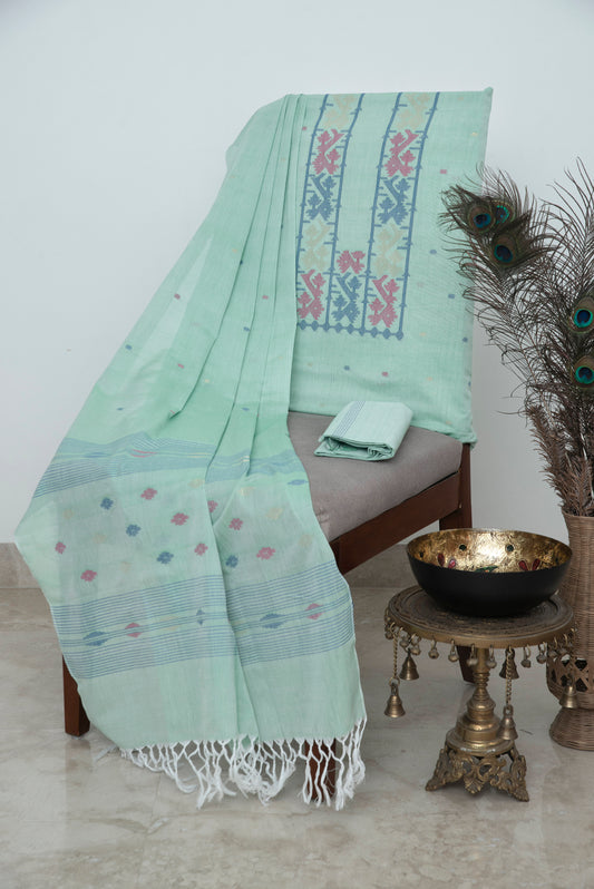 Mint Green Handwoven Mul Jamdani