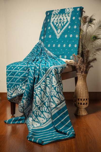 Sea Blue Premium Cotton Silk Suit