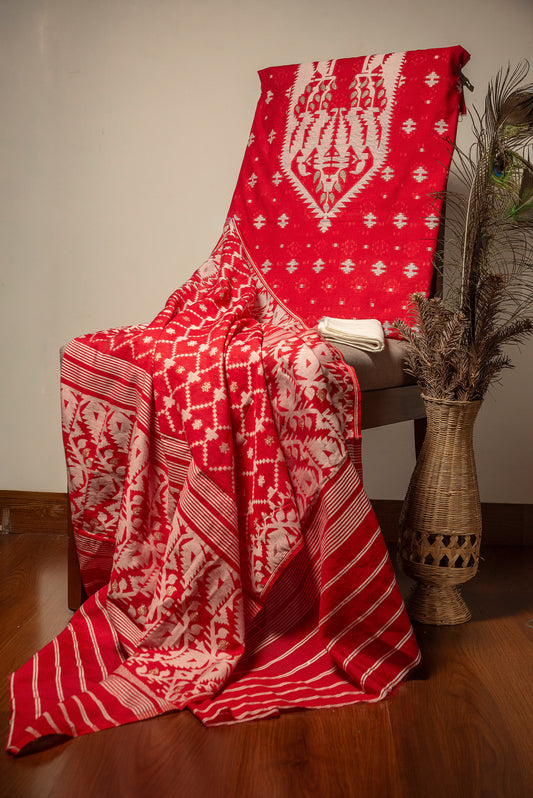 Red Premium Cotton Silk Suit