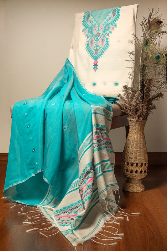 White Signature Cotton Silk Suit