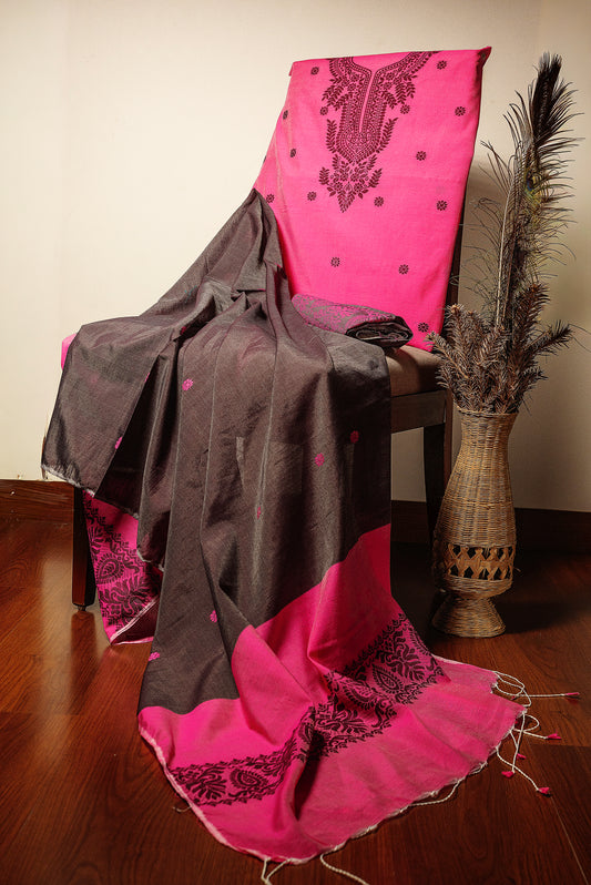 Pink Signature Cotton Silk Suit
