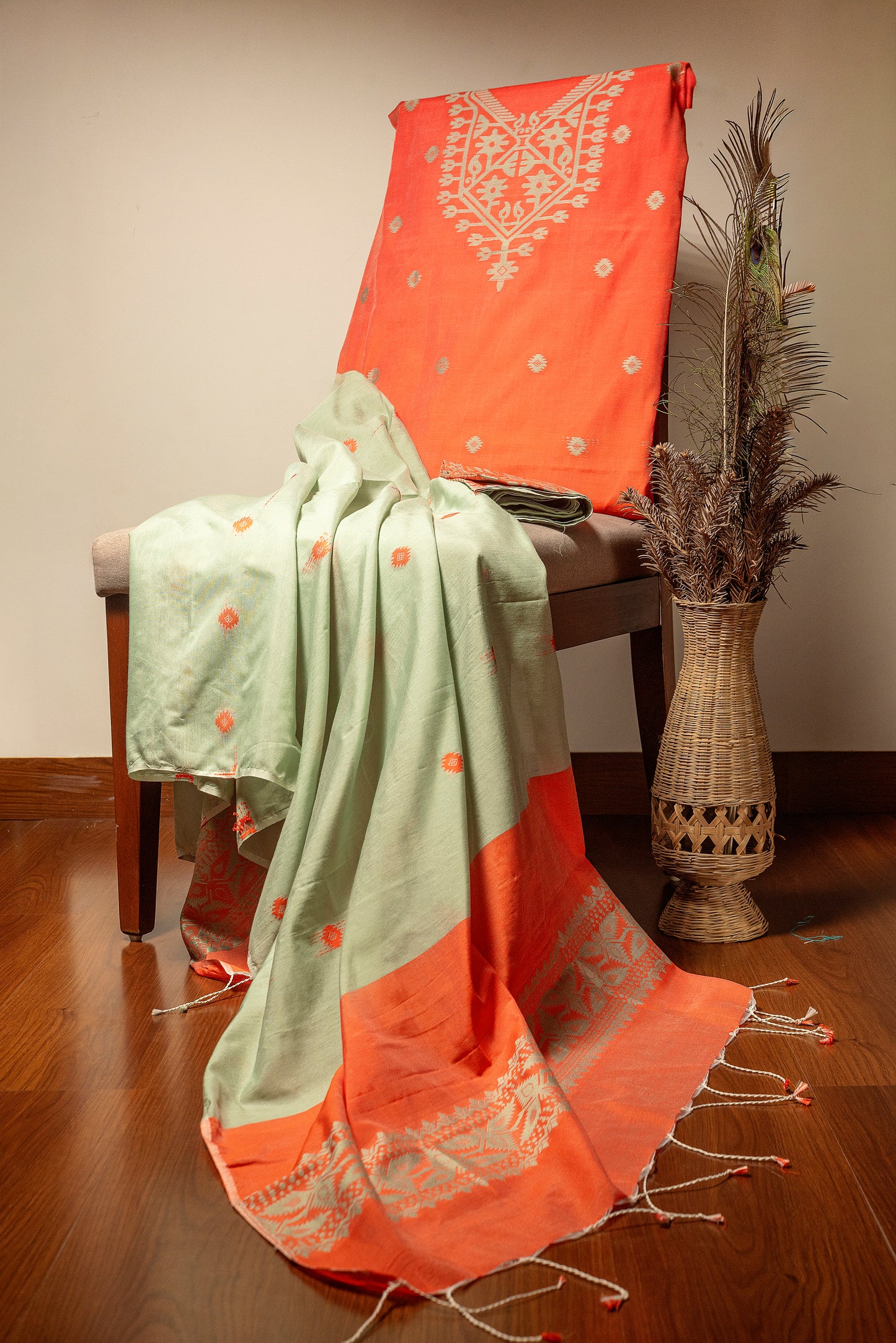 Coral Signature Cotton Silk Suit