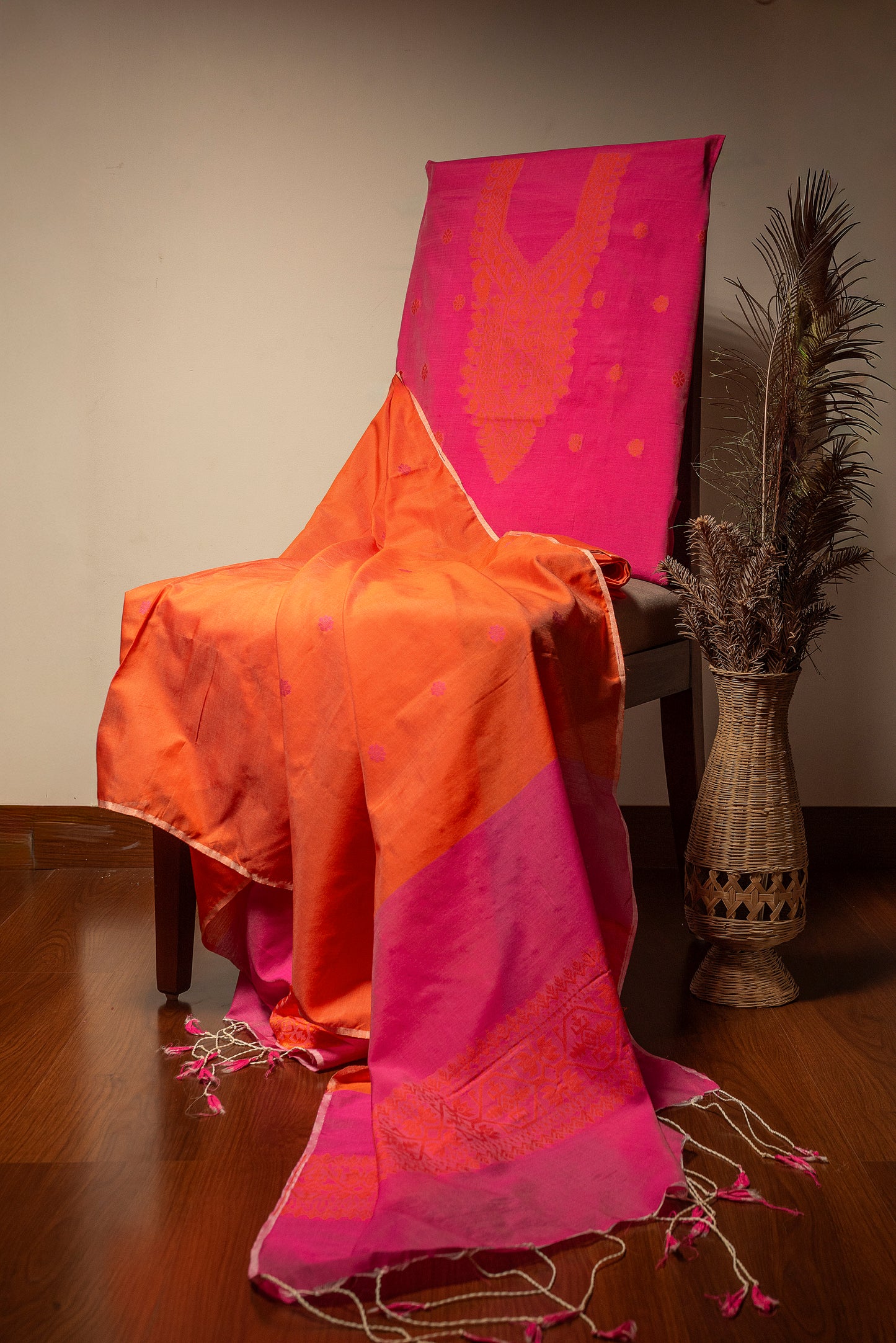 Fuschia Pink Signature Cotton Silk Suit