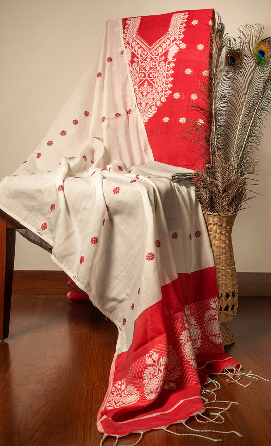 Red Signature Cotton Silk Suit