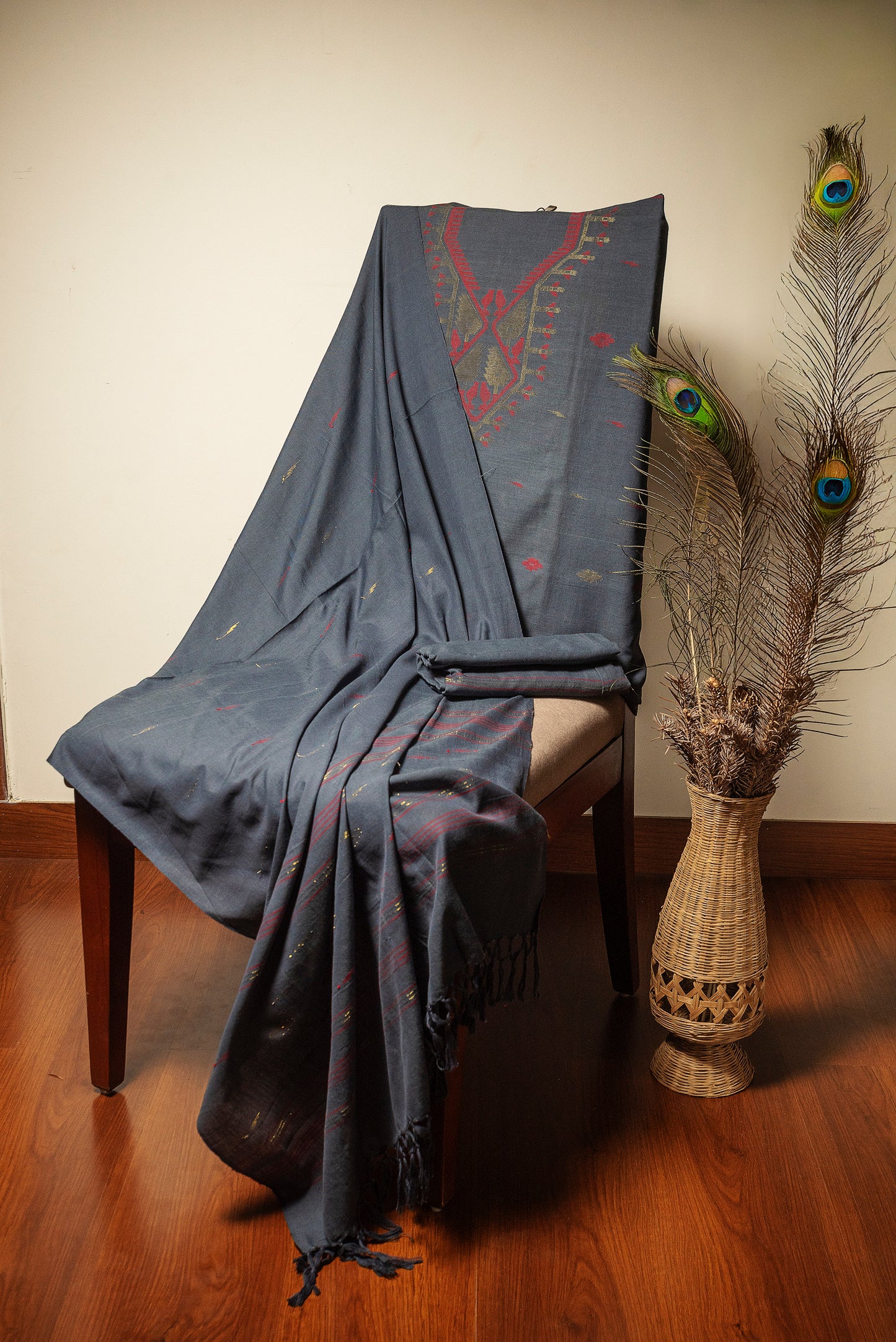 Grey Handwoven Mul Jamdani