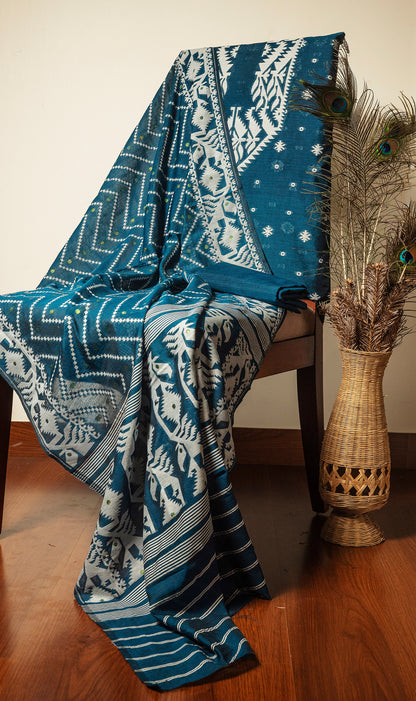 Blue Premium Cotton Silk Suit