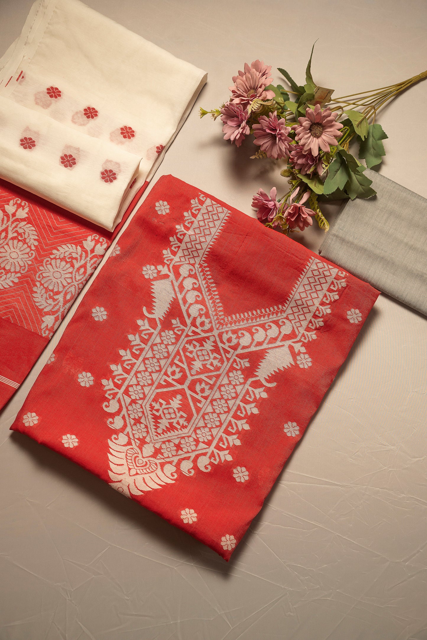 Red Signature Cotton Silk Suit