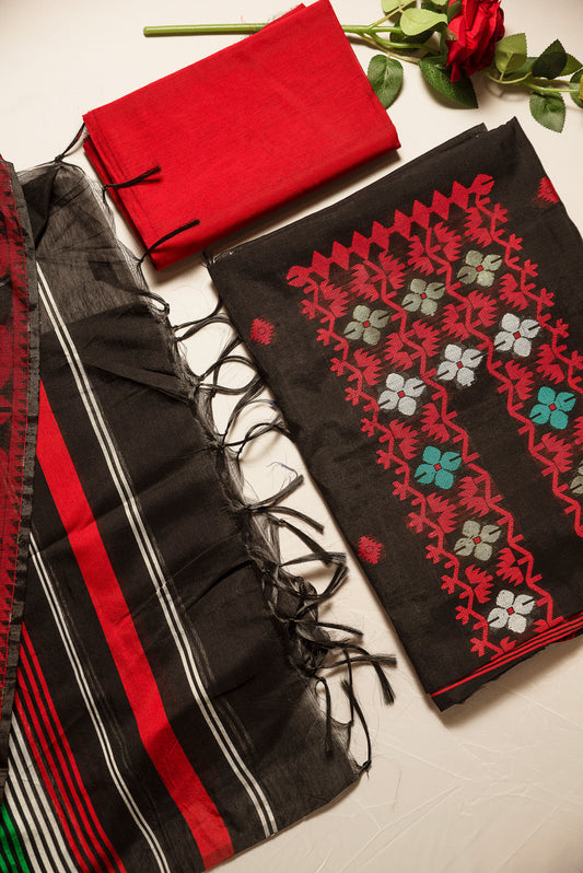 Black Premium Cotton Silk Suit