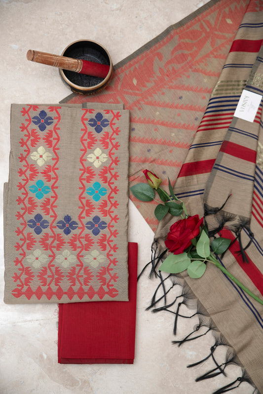 Beige Premium Cotton Silk Suit