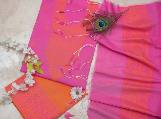 Fuschia Pink Signature Cotton Silk Suit