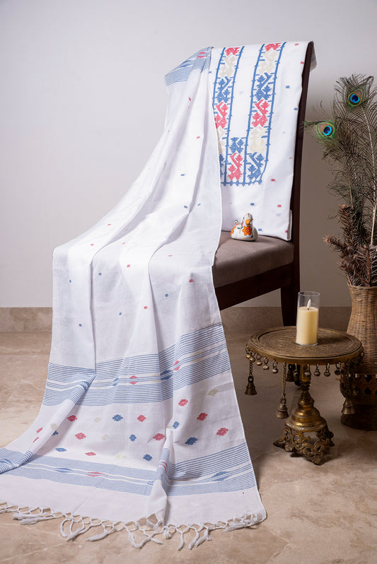 White Handwoven Mul Jamdani