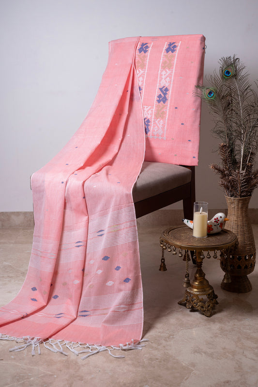 Pink Handwoven Mul Jamdani