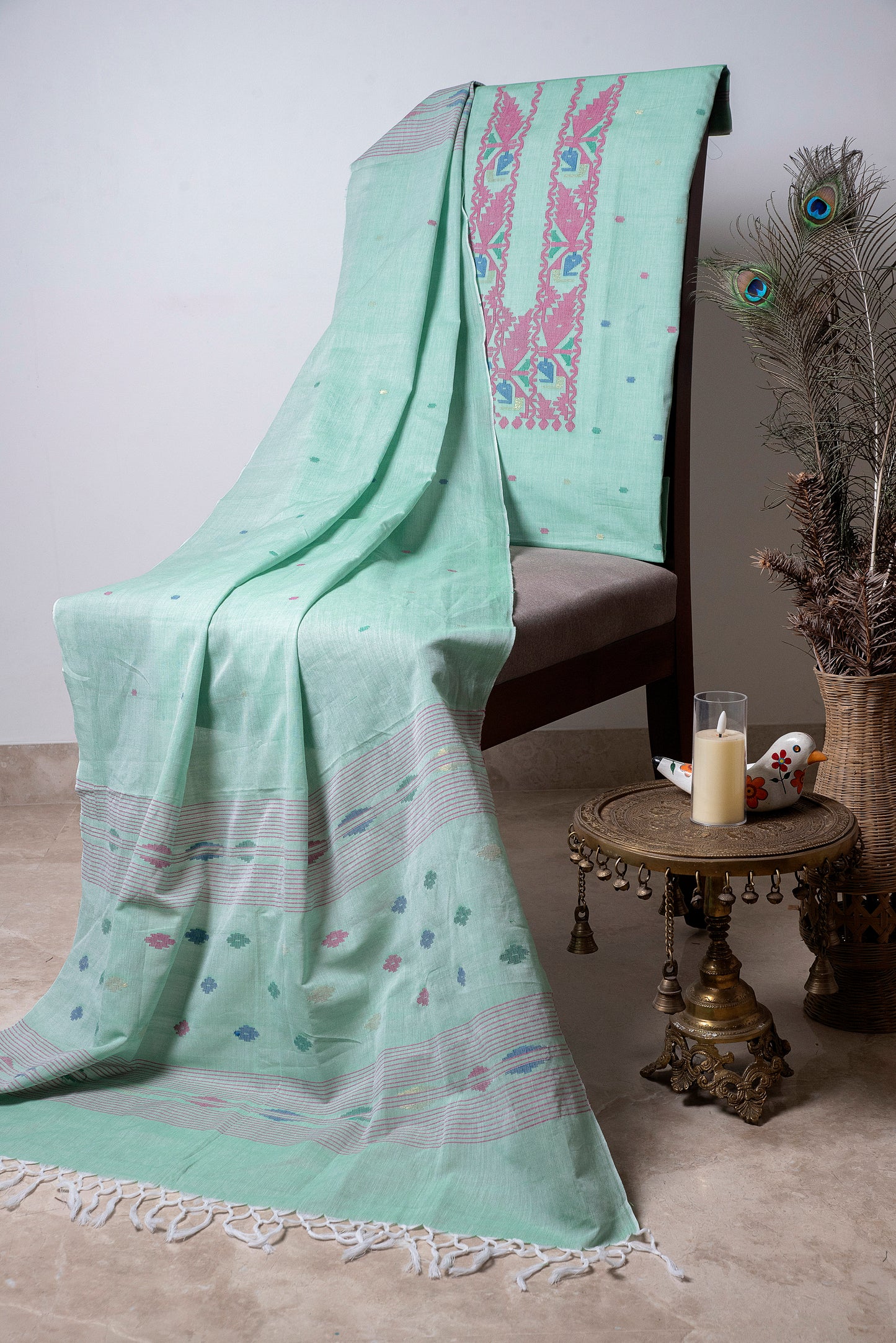 Mint Green Handwoven Mul Jamdani