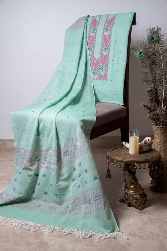 Mint Green Handwoven Mul Jamdani