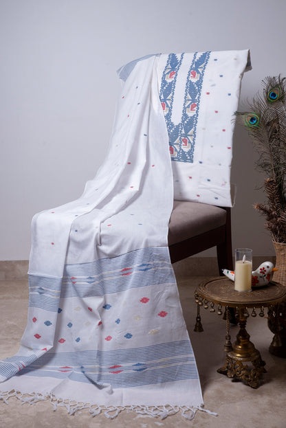 White Handwoven Mul Jamdani B