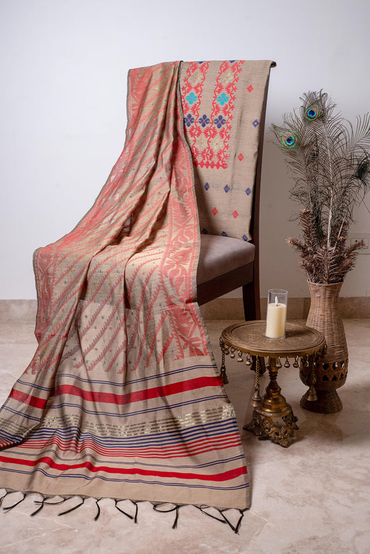 Beige Premium Cotton Silk Suit