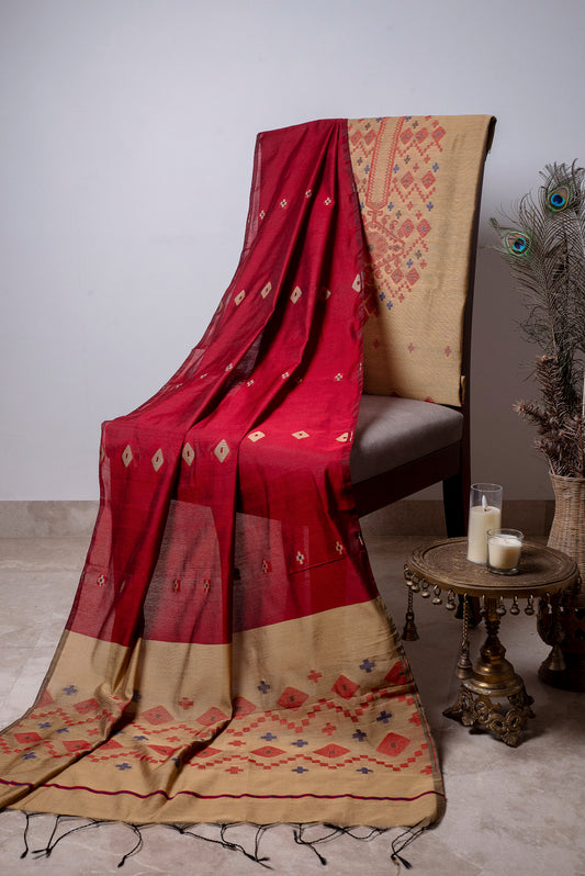 Beige Signature Cotton Silk Suit