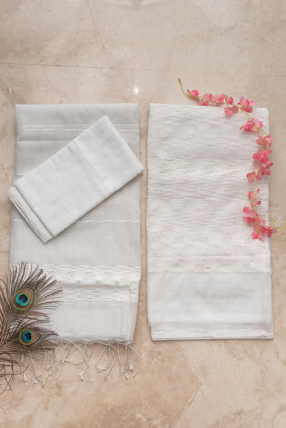 White Signature Cotton Silk Suit