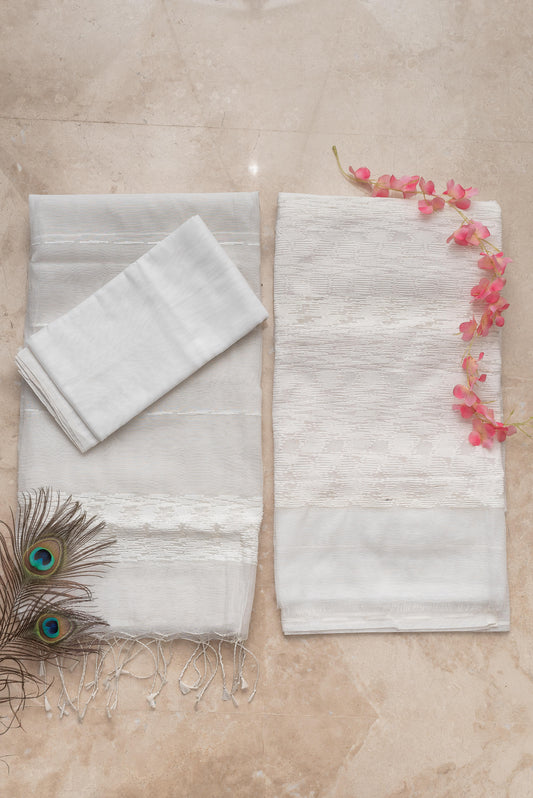 White Signature Cotton Silk Suit