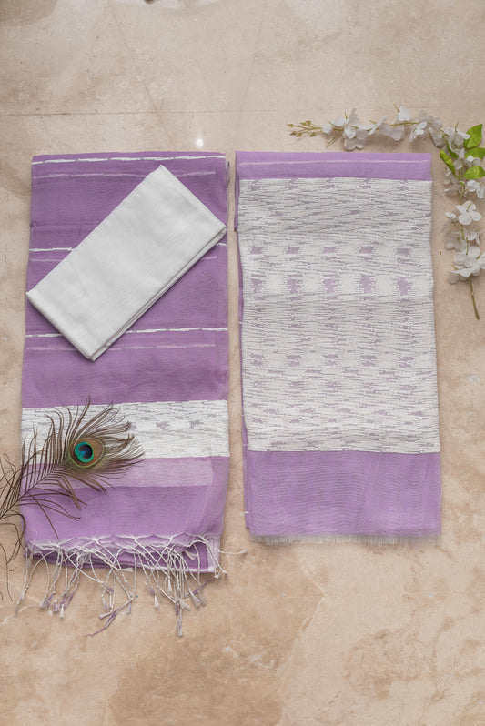 Lavendar & White Signature Cotton Silk Suit