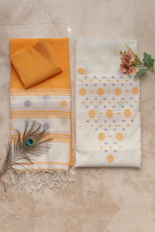 Saffron & White Signature Cotton Silk Suit