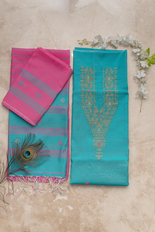 Firozi & Pink Signature Cotton Silk Suit