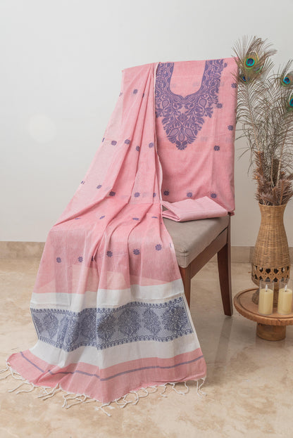 Light Pink Pure Cotton Jamdani Suit