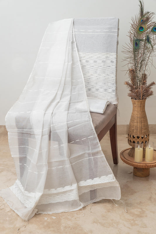 White Signature Cotton Silk Suit