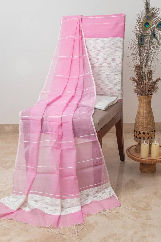 Pink & White Signature Cotton Silk Suit