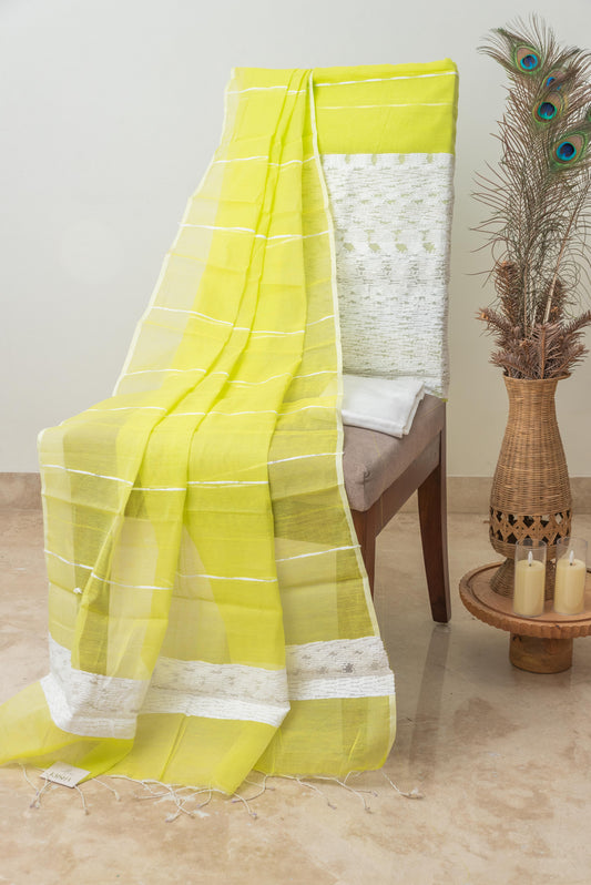 Green & White Signature Cotton Silk Suit