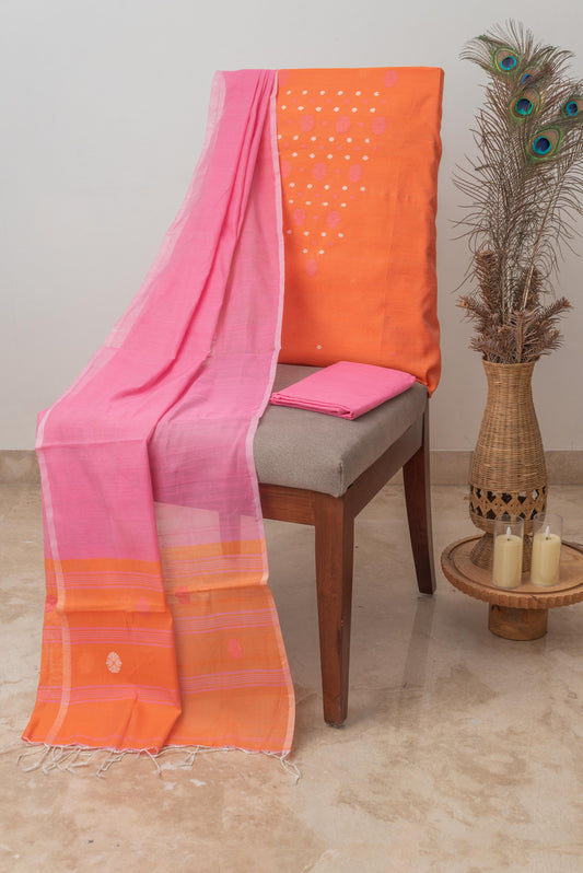 Orange & Pink Signature Cotton Silk Suit