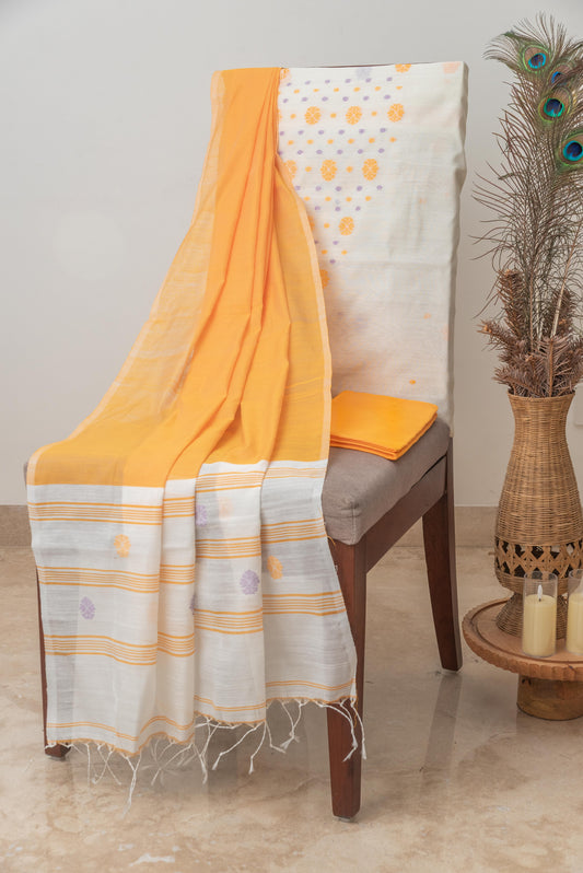 Saffron & White Signature Cotton Silk Suit