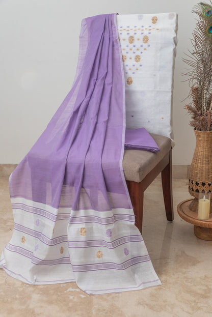White & Lavendar Signature Cotton Silk Suit