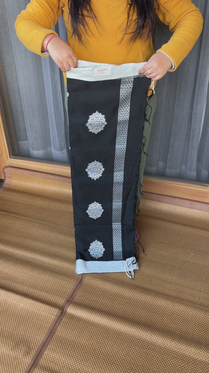 Black Mercerised Cotton Saree