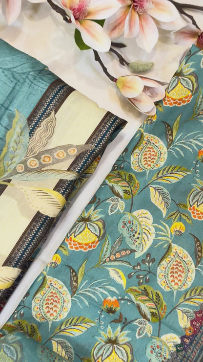 Green Pakistani Style Cotton Suit Set