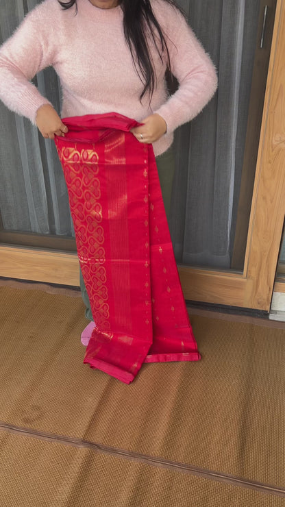 Red Cotton Silk Saree
