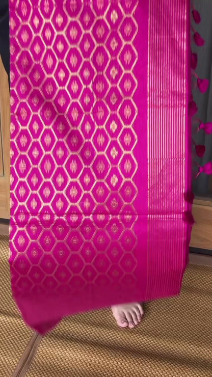 Magenta Pink Cotton Silk Saree