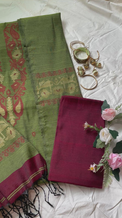 Green Signature Cotton Silk Suit