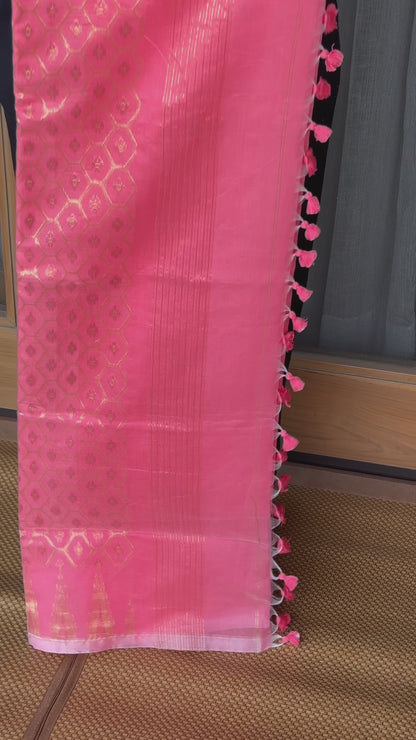 Sunset Pink Cotton Silk Saree