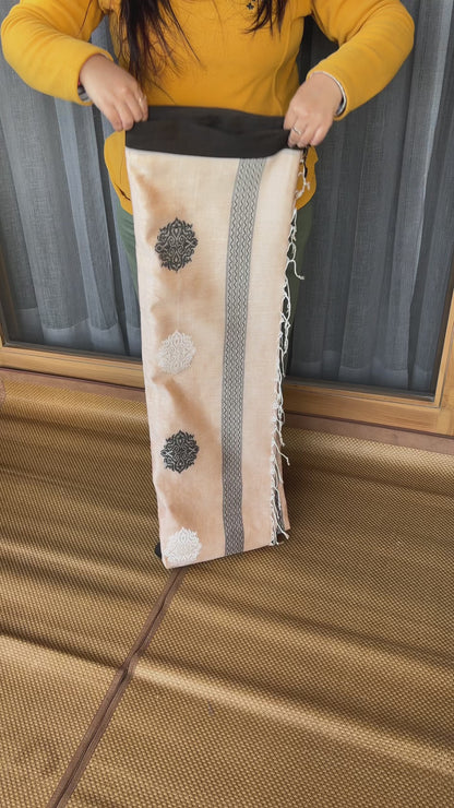 Beige Mercerised Cotton Saree