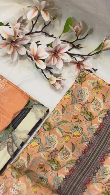 Peach Pakistani Style Cotton Suit Set