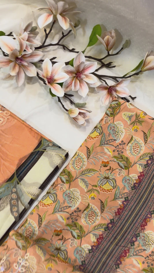 Peach Pakistani Style Cotton Suit Set