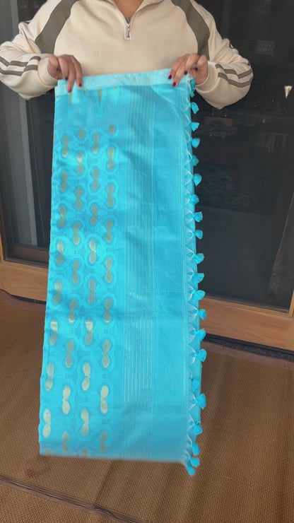 Firozi Cotton Silk Saree