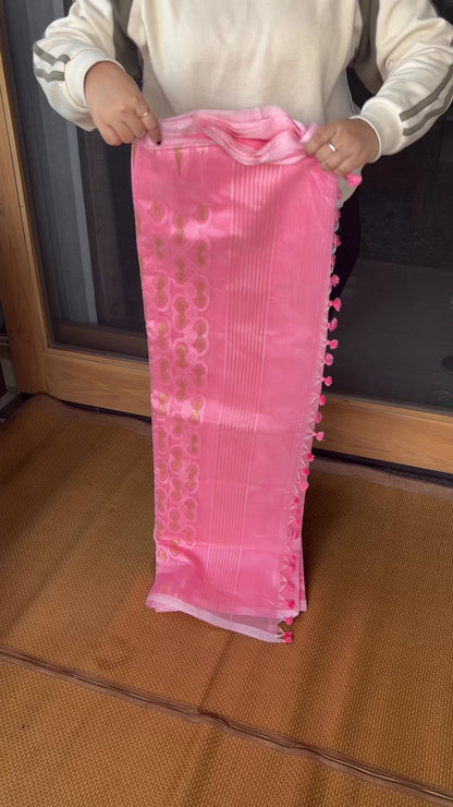 Pink Cotton Silk Saree