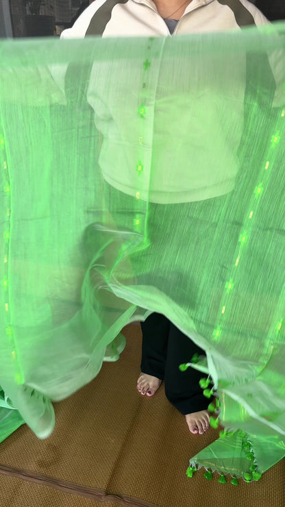 Forest Green Cotton Silk Saree